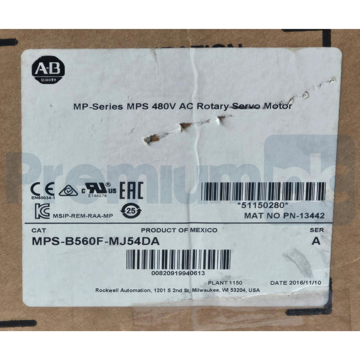 ALLEN BRADLEY MPS-B560F-MJ54DA /A Kinetix MPS S/S SERVO MOTOR 460V w/BRAKE NSMP