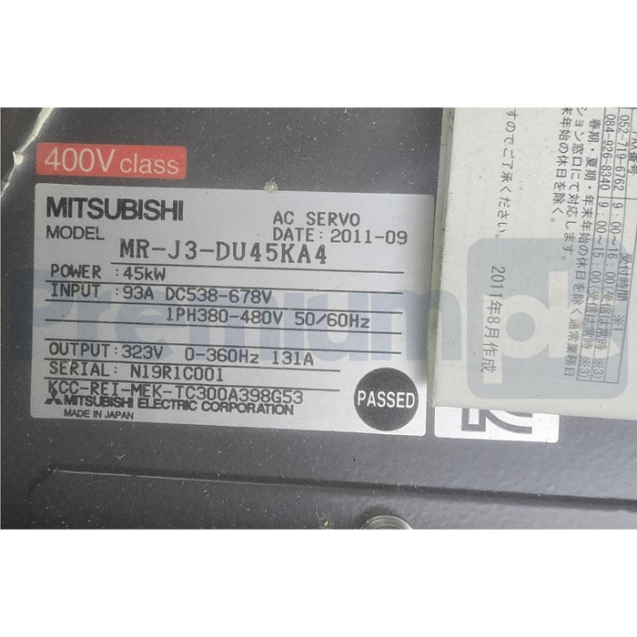 MITSUBISHI ELECTRIC MR-J3-DU45KA4 MELSERVO J3 AC MOTION SERVO DRIVE 45kW NSMP