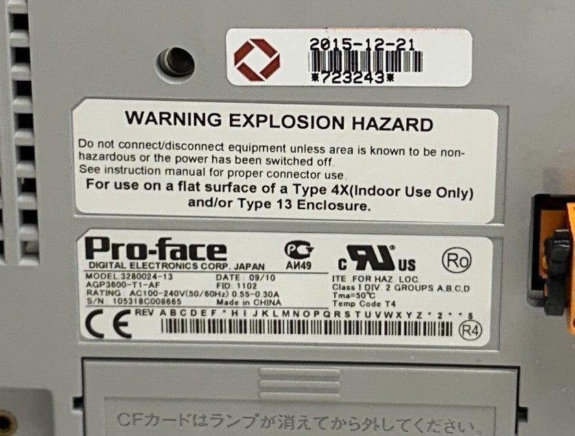 PRO-FACE AGP3600-T1-AF / 3280024-13 ANALOG TOUCH PANEL GP6000 SERIES REFURBISHED