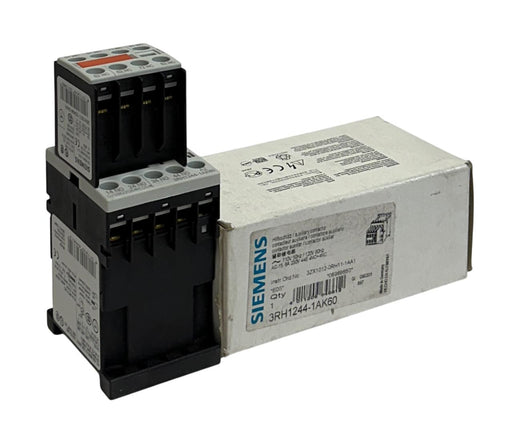 SIEMENS 3RH1244-1AK60 / 3RH12441AK60 AUXILIARY CONTACTOR 110-120VAC 6A NSMP