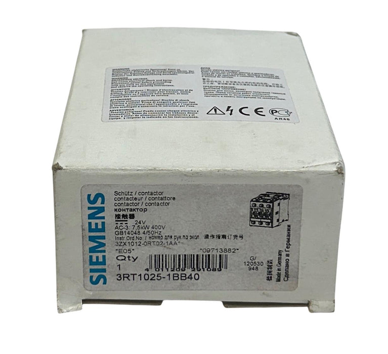 SIEMENS 3RT1025-1BB40 / 3RT10251BB40 SIRIUS CONTACTOR 24VDC 7.5kW OEM NSMP