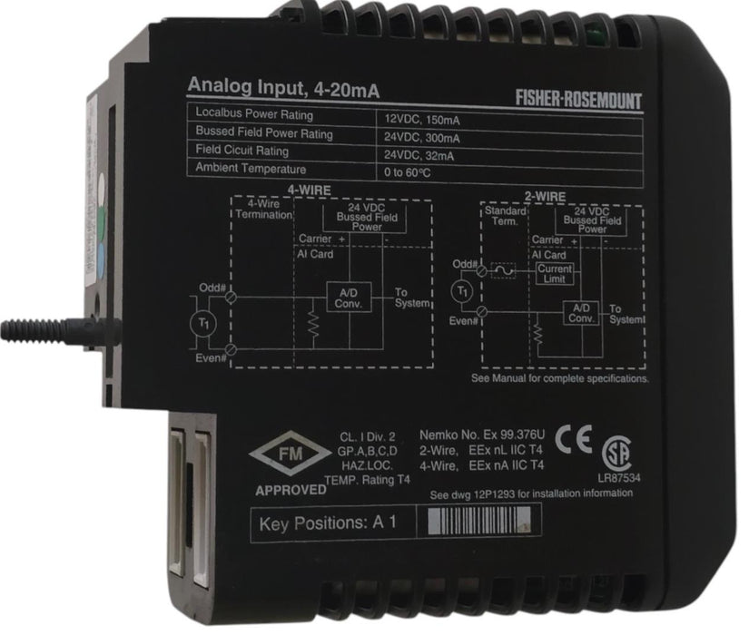 ROSEMOUNT EMERSON DeltaV KJ3002X1-BC1 ANALOG INPUT 4-20mA 12P0681X092 REV M USPI