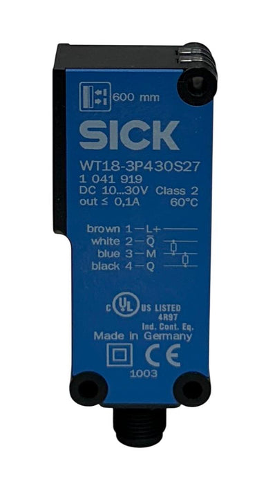 SICK WT18-3P430S27 / 1041919 PHOTOELECTRIC SENSOR WT18-3 SERIES 10-30VDC NSNP