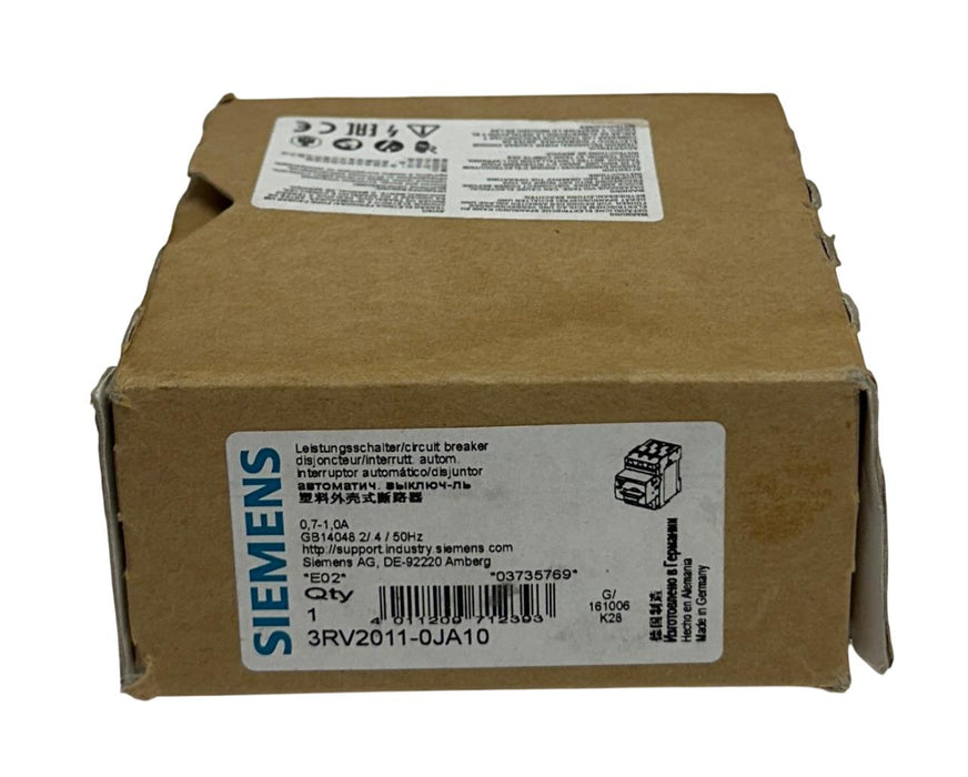 SIEMENS 3RV2011-0JA10 / 3RV20110JA10 SIRIUS CIRCUIT BREAKER 690VAC 3PH NSMP