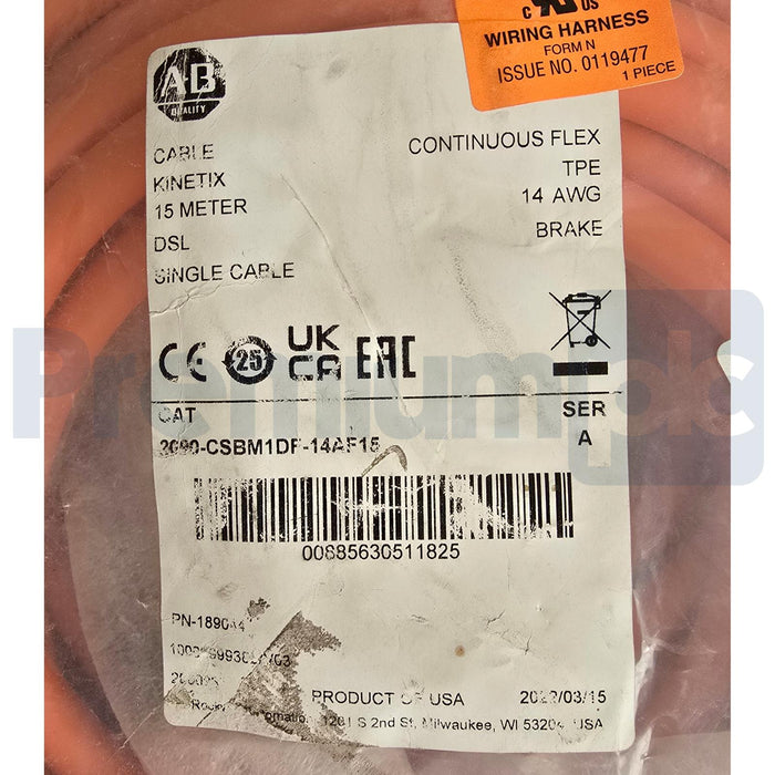 ALLEN BRADLEY 2090-CSBM1DF-14AF15 /A KINETIX 15m MOTOR POWER/BRAKE CABLE NSMP