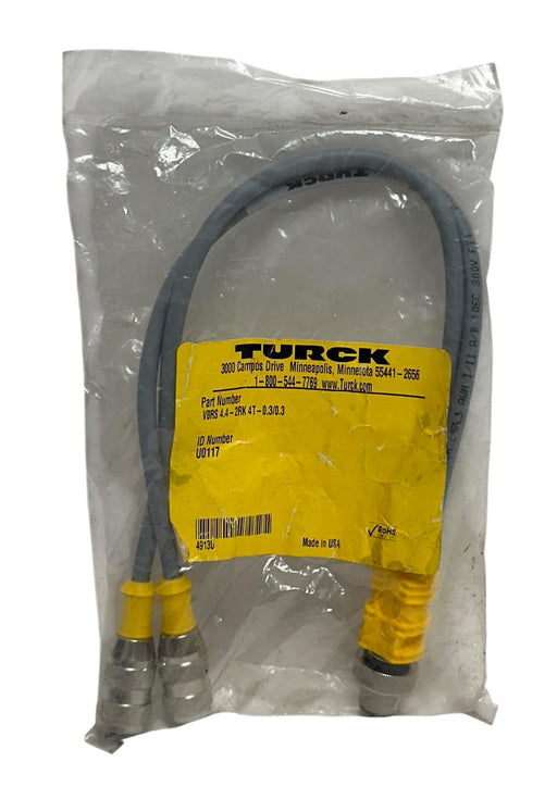 TURCK VBRS 4.4-2RK 4T-0.3/0.3 / U0117 ACTUATOR / SENSOR SPLITTER CABLE 0.3M NSFS