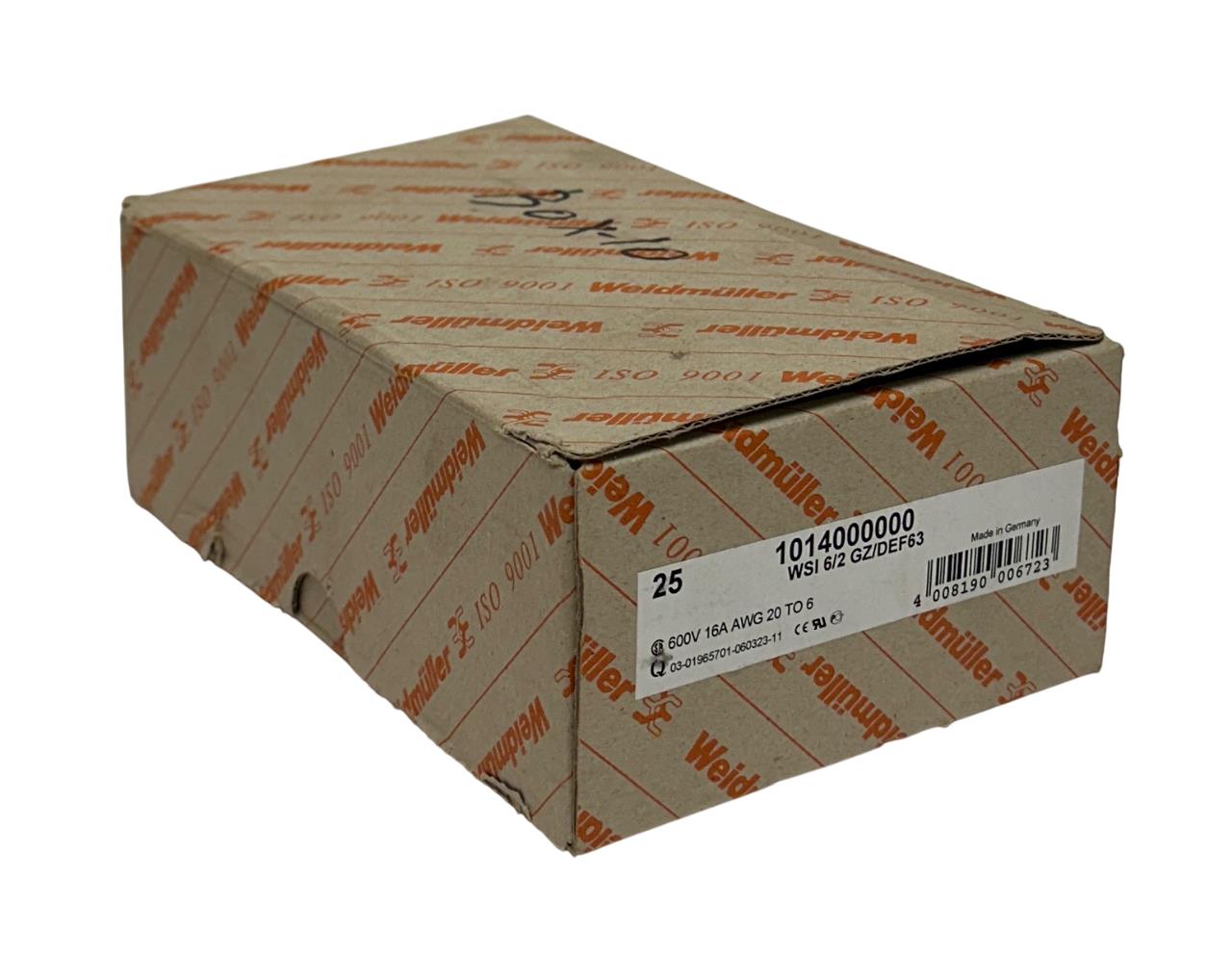 18 WEIDMULLER WSI 6/2 GZ/DEF63 / 1014000000 FUSE TERMINALS 600V 16A AWG20-6 NSMP