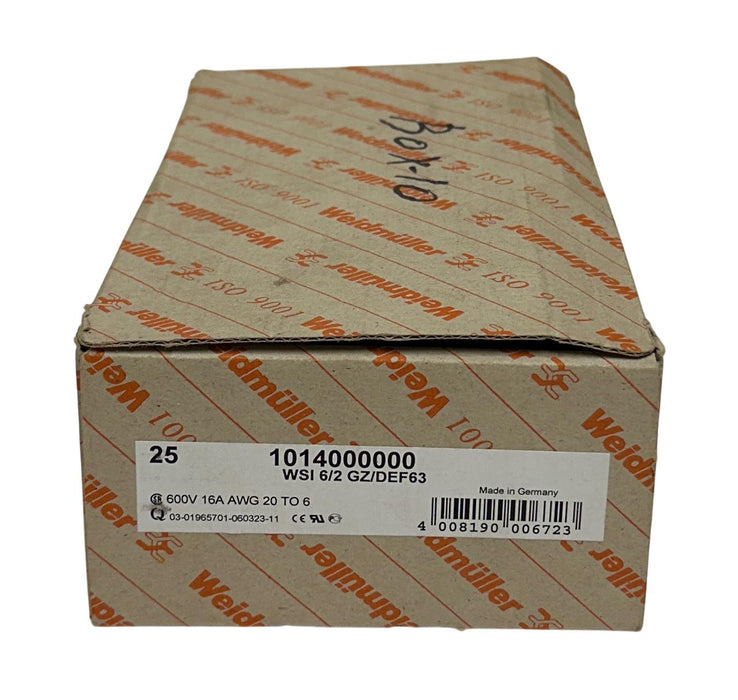 18 WEIDMULLER WSI 6/2 GZ/DEF63 / 1014000000 FUSE TERMINALS 600V 16A AWG20-6 NSMP