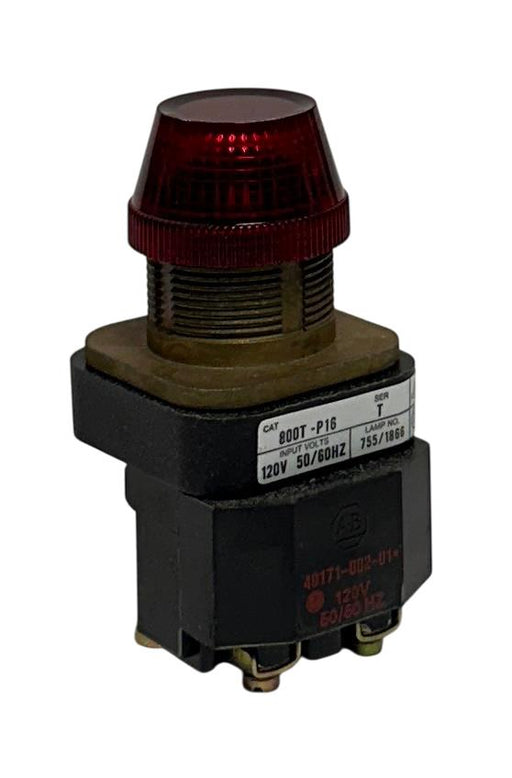 ALLEN BRADLEY 800T-P16R /T BULLETIN 800T 30mm PILOT LIGHT RED 120V 50/60Hz NSNP