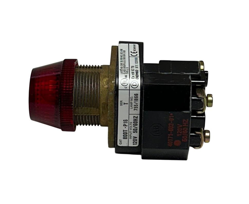 ALLEN BRADLEY 800T-P16R /T BULLETIN 800T 30mm PILOT LIGHT RED 120V 50/60Hz NSNP
