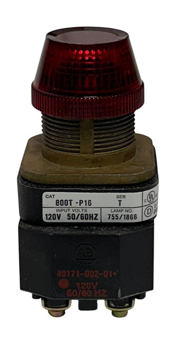 ALLEN BRADLEY 800T-P16R /T BULLETIN 800T 30mm PILOT LIGHT RED 120V 50/60Hz NSNP