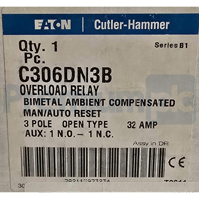 EATON CUTLER HAMMER C306DN3B SERIES B1 OVERLOAD RELAY 3-P OPEN TYPE 32AMP NSMP