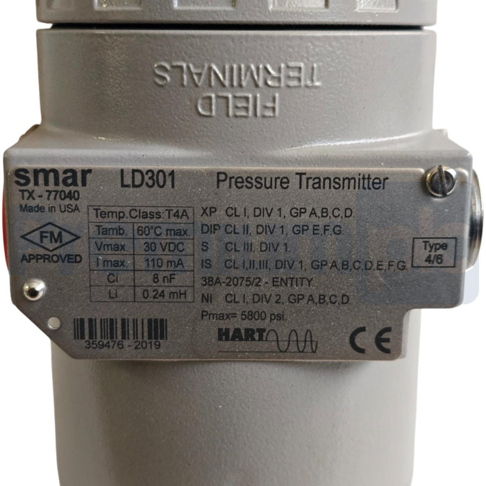 SMAR LD301 HART SMART PRESSURE TRANSMITTER LD301-D41I-TD11-012/I1/P0/Y5 NSMP