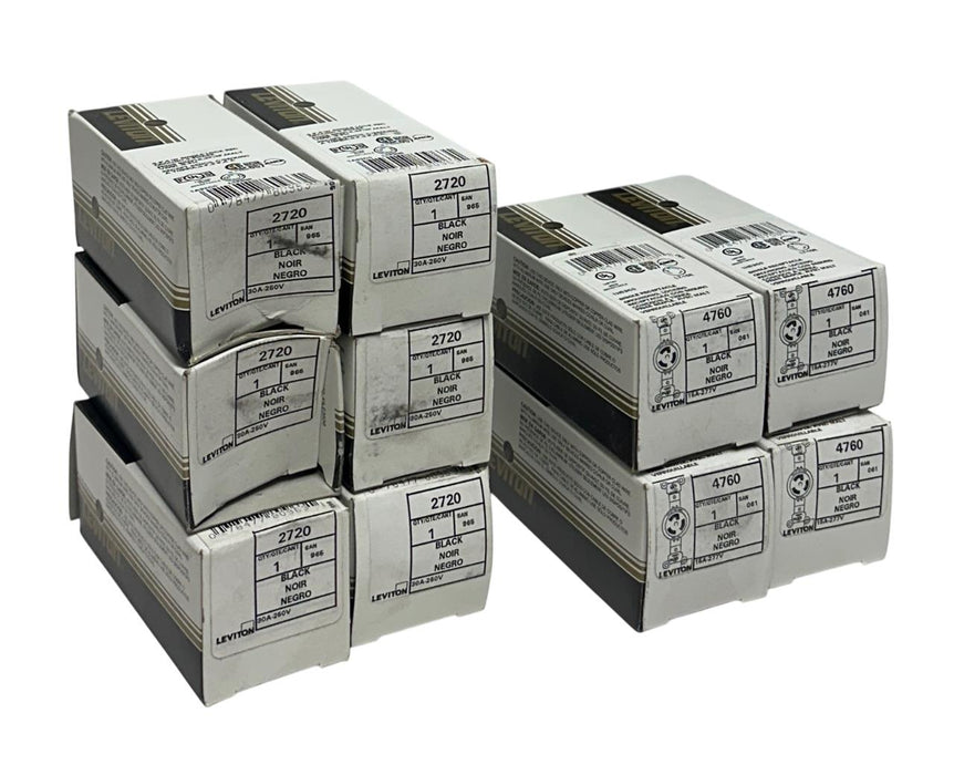10 LEVITON BLACK LOCKING RECEPTACLES 2720 / 4760 15A-30A 250-277V 3PH NSMP