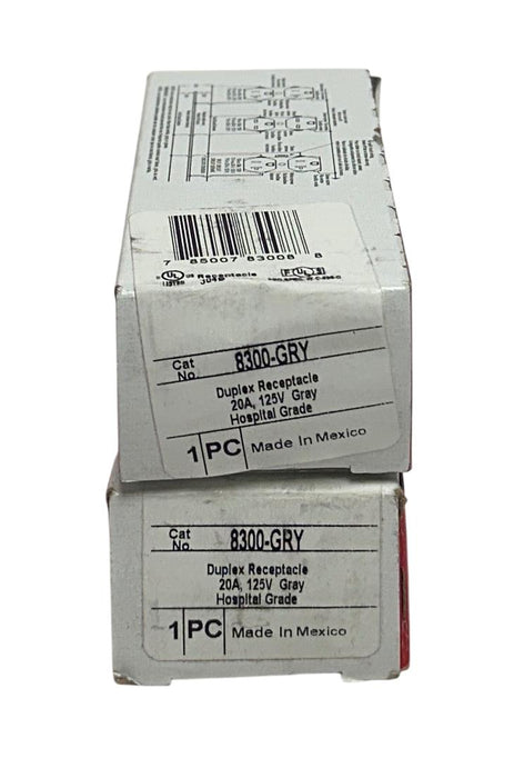 2 PASS & SEYMOUR LEGRAND 8300-GRY / 8300GRY DUPLEX RECEPTACLES 20A 125V NSMP