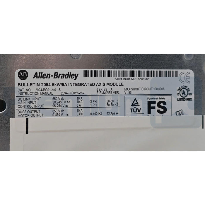 ALLEN BRADLEY 2094-BC01-M01-S /A KINETIX 6000 MULTI-AXIS SERVO DRIVE 6kW/9A NSMP