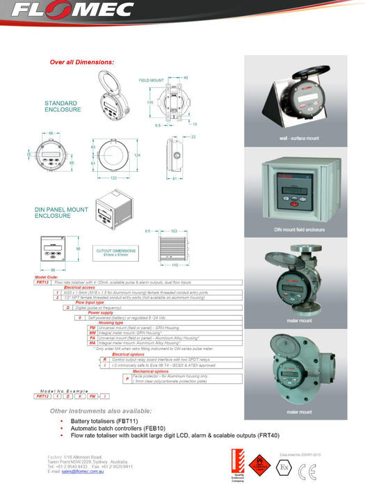 FLOMEC / TRIMEC FRT121D0MM-I FRT12 FLOW RATE TOTALISER DISPLAY FRT121D0MMI NSMP