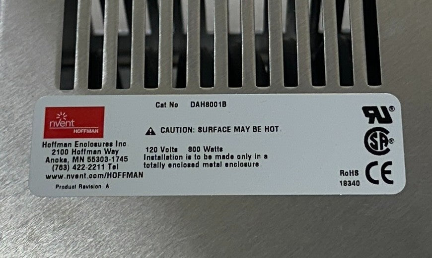 HOFFMAN nVENT DAH8001B ELECTRIC HEATER 115VAC 800W Rev. A OEM NSMP