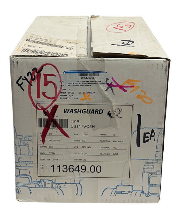 LEESON 113649.00 / C6T17VC5H WASHGUARD ELECTRIC MOTOR 1/4HP 208-230/460V NSMP