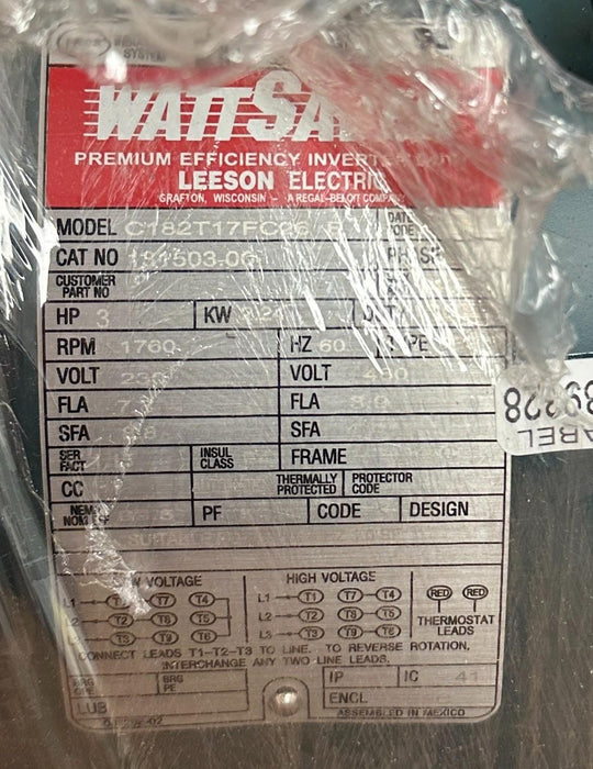 LEESON 131503.00 / C182T17FC26 E WATTSAVER ELECTRIC MOTOR INVERTER DUTY 3HP NSMP