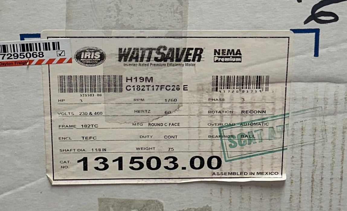 LEESON 131503.00 / C182T17FC26 E WATTSAVER ELECTRIC MOTOR INVERTER DUTY 3HP NSMP