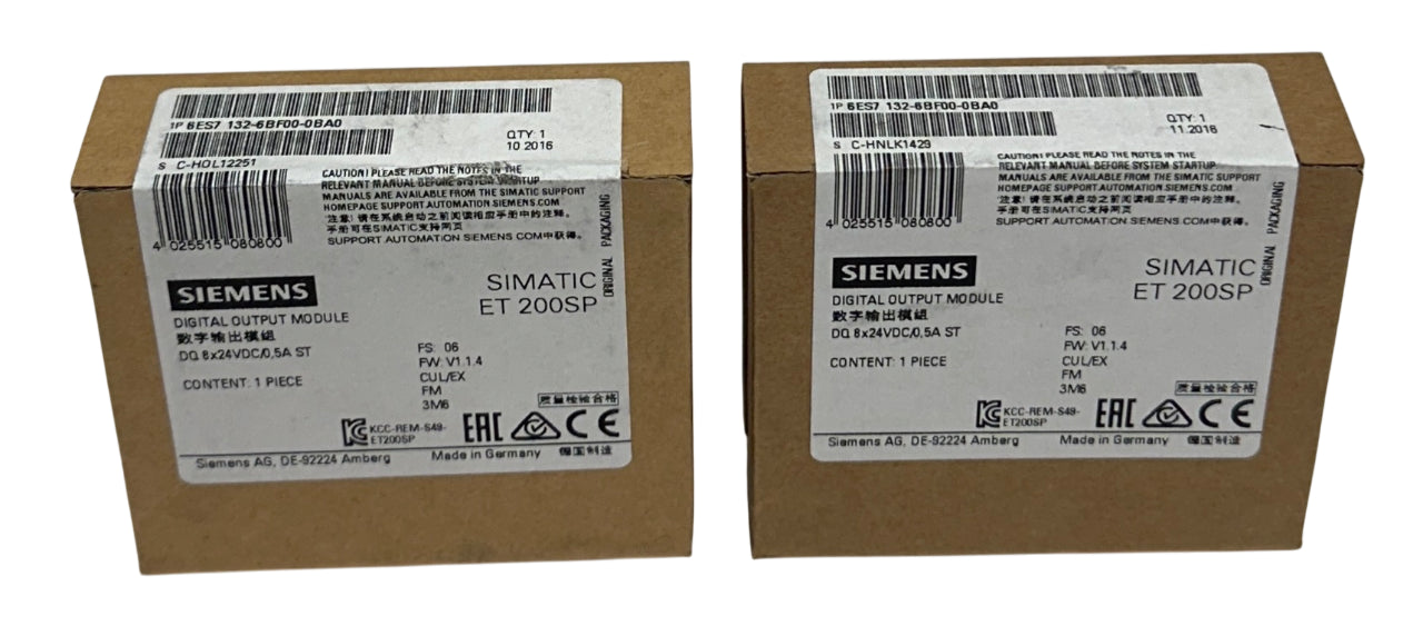2 SIEMENS 6ES7 132-6BF00-0BA0 SIMATIC ET200SP DIGITAL OUTPUT MODULES 24VDC NSFS