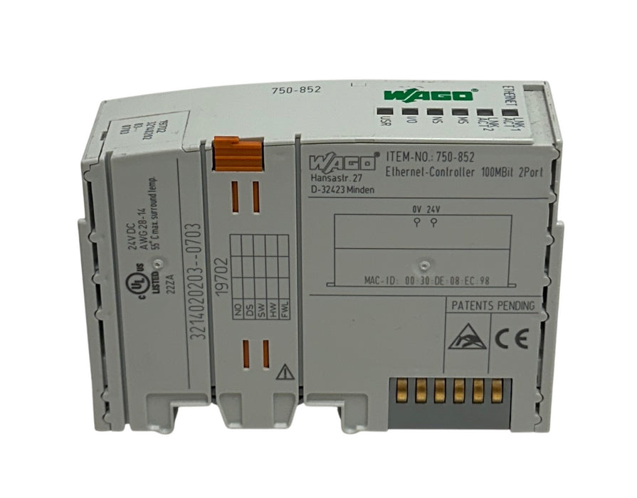 WAGO 750-852 / 750852 EtherNet CONTROLLER 100 MBit 2-PORT 24VDC USNP