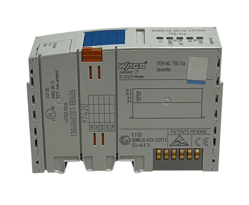 WAGO 750-346 / 750346 DeviceNet FIELDBUS COUPLER MODULE I/O SYSTEM 24VDC USNP