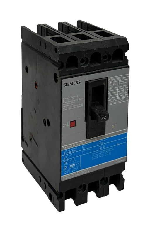 SIEMENS ED43B030 Sentron SERIES CIRCUIT BREAKER 30A 480V MAX ED4 3-POLE USNP