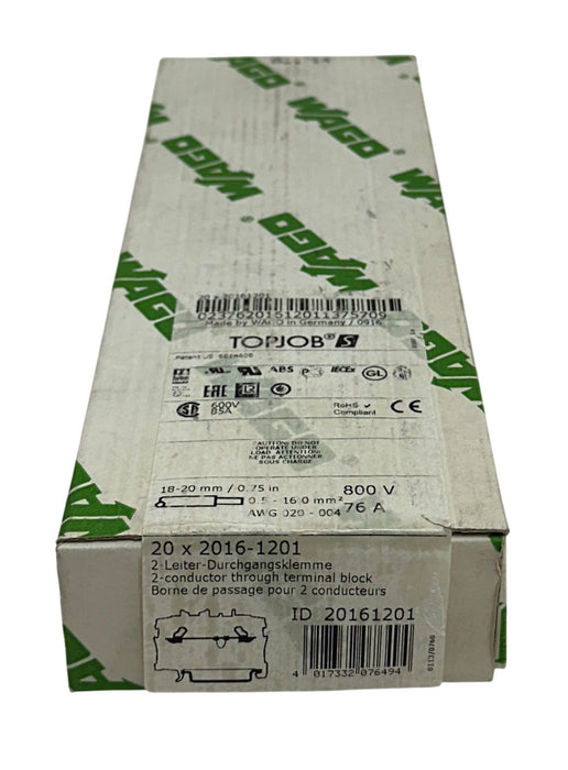 20 WAGO 2016-1201 / 20161201 TOPJOB S 2-CONDUCTOR THROUGH TERMINAL BLOCKS NSMP