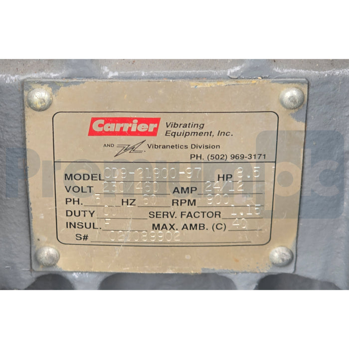CARRIER VIBRANETICS CD9-21900-97 8.5HP EXTRUDER VIBRATING/VIBRATOR SPIRAL MOTOR
