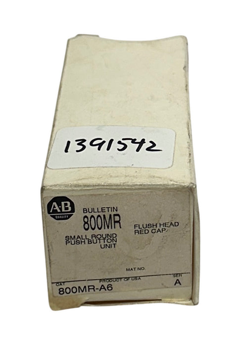 ALLEN BRADLEY 800MR-A6 /A BULLETIN 800MR SMALL ROUND PUSH BUTTON RED CAP NSMP