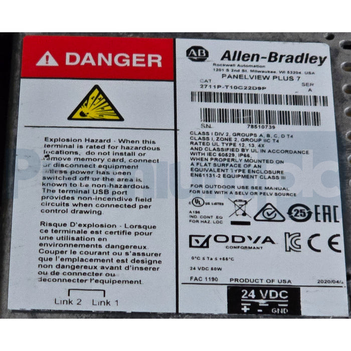 ALLEN BRADLEY 2711P-T10C22D9P /A PanelView Plus 7 GRAPHIC TERMINAL 10.4" NSNP
