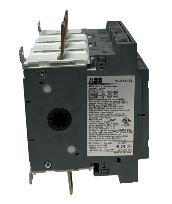 ABB 1SCA022758R8610 / OS200J30 FUSIBLE DISCONNECT SWITCH 200A 3-POLE NSMP