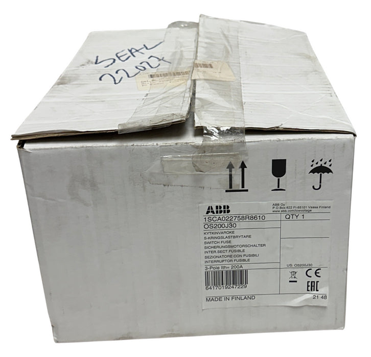 ABB 1SCA022758R8610 / OS200J30 FUSIBLE DISCONNECT SWITCH 200A 3-POLE NSMP