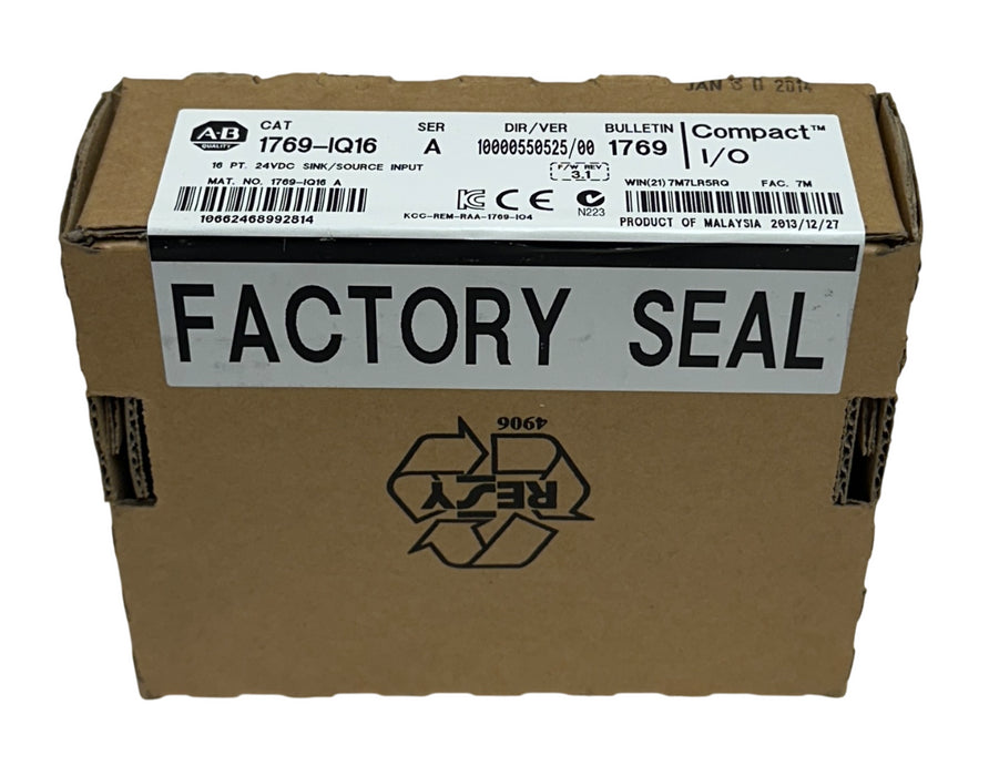 ALLEN BRADLEY 1769-IQ16 /A CompactLogix 16-PT SINK/SOURCE INPUT MODULE 24V NSFS