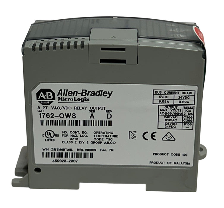 ALLEN BRADLEY 1762-OW8 /A MicroLogix 8-PT RELAY OUTPUT MODULE VAC/DC NSMP