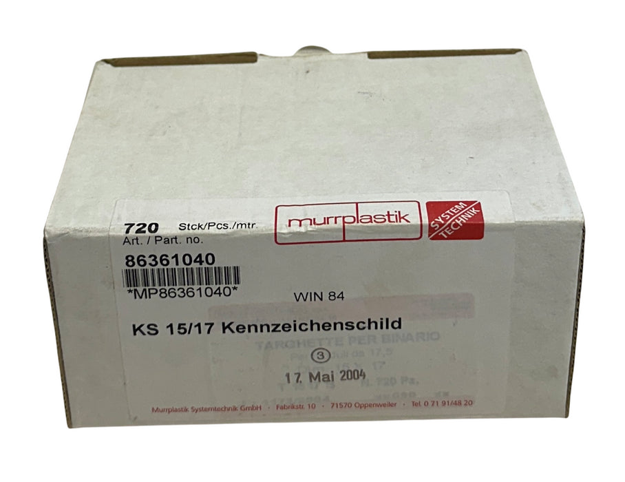 720 MURRPLASTIK 86361040 / MP86361040 / KS 15/17 TRACK PLATES WHITE 15x17 NSMP