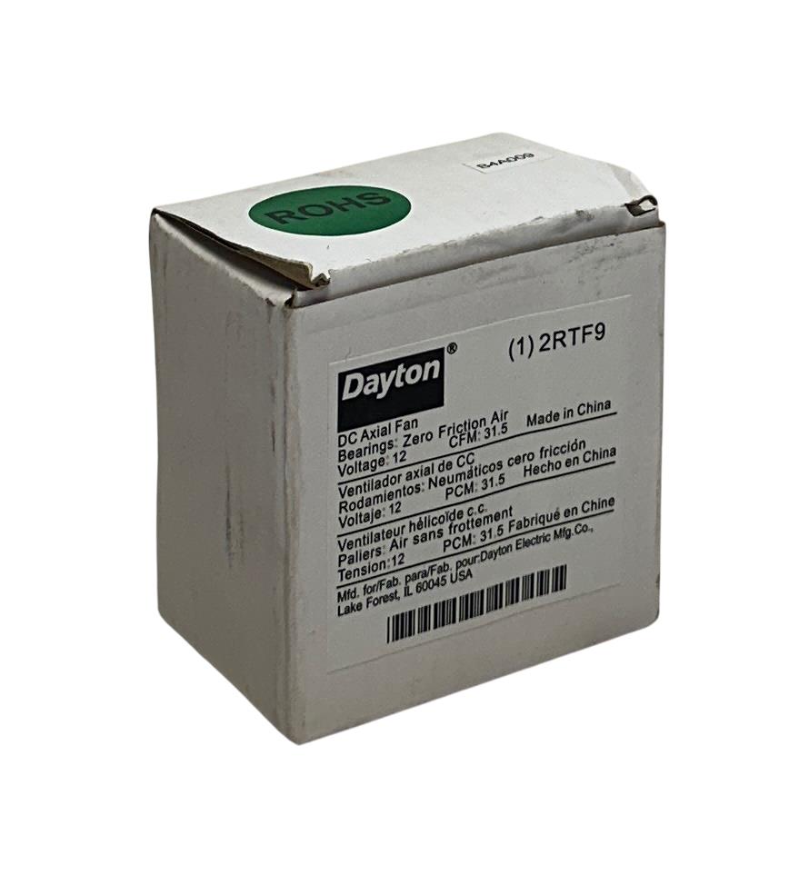 DAYTON 2RTF9 DC AXIAL FAN ZERO FRICTION AIR BEARINGS 12V 31.5CFM OEM NSMP