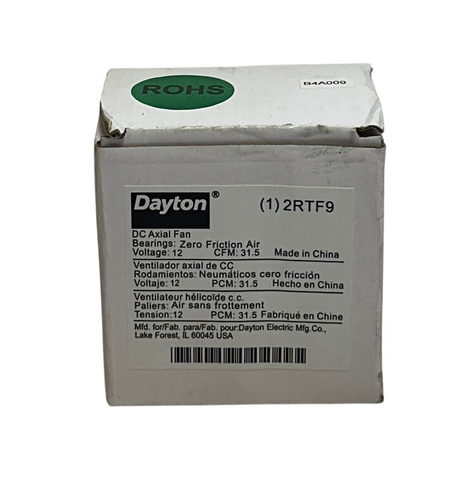 DAYTON 2RTF9 DC AXIAL FAN ZERO FRICTION AIR BEARINGS 12V 31.5CFM OEM NSMP