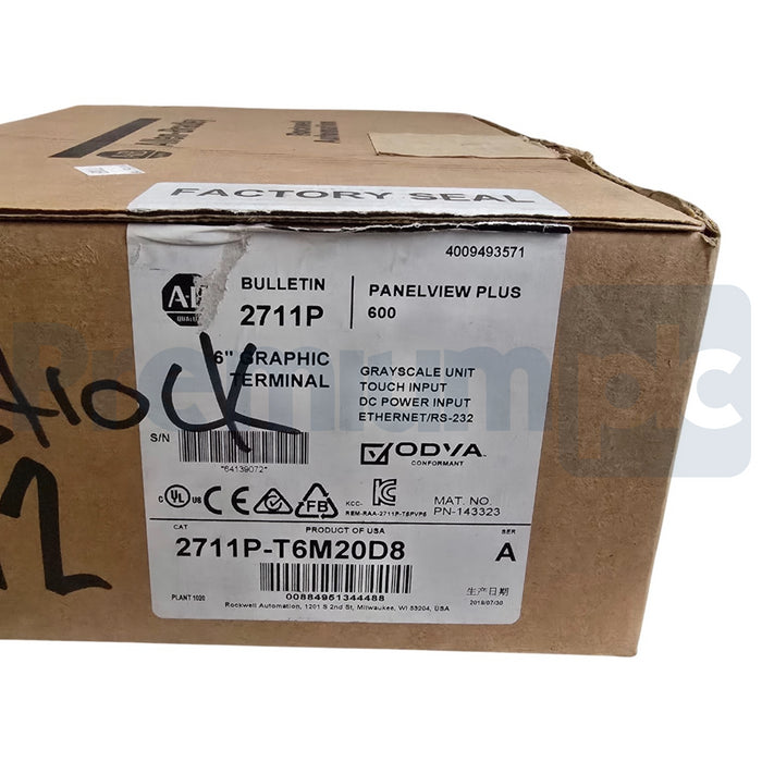 ALLEN BRADLEY 2711P-T6M20D8 /A PanelView Plus 6 600 TERMINAL TOUCH SCREEN NSMP