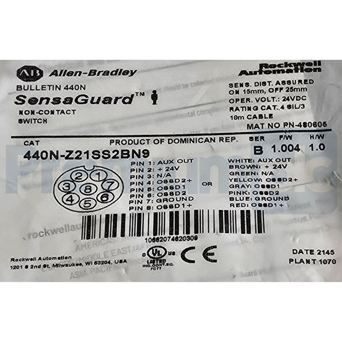 Allen Bradley 440N-Z21SS2BNS /B SensaGuard Non-Contact Safety Switch 10m NSFS