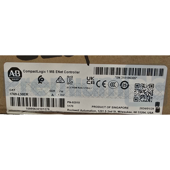 Allen-Bradley 1769-L30ER /A CompactLogix 5370 L3 ENet Controller 1 MB 2024 NSMP