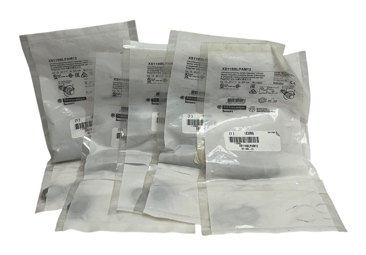 5 TELEMECANIQUE XS118BLPAM12 INDUCTIVE PROXIMITY SENSORS 12-24VDC 200mA 5mm NSFS