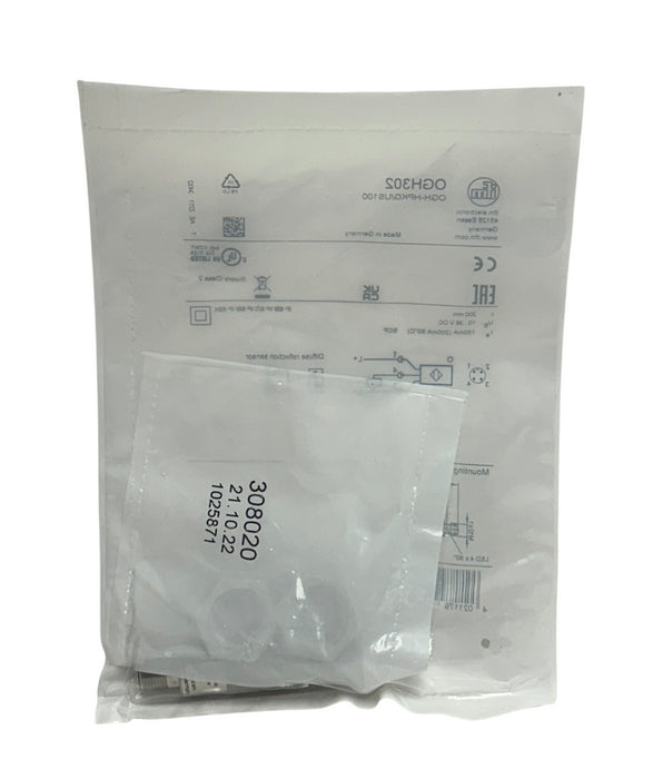 IFM ELECTRONIC OGH-HPKG/US100 / OGH302 DIFFUSE REFLECTION SENSOR 10-36VDC NSFS