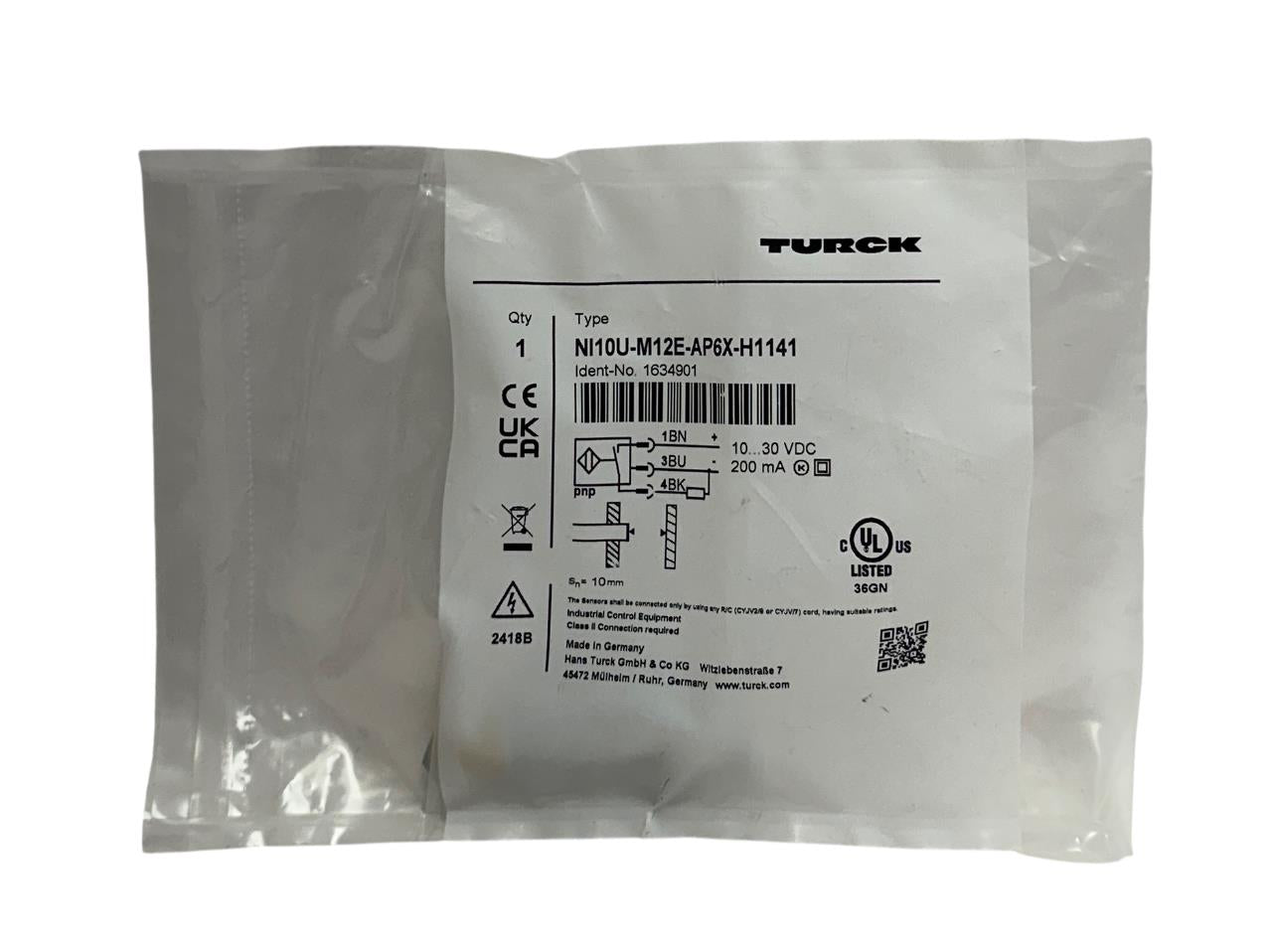 TURCK NI10U-M12E-AP6X-H1141 / 1634901 INDUCTIVE SENSOR UPROX 10-30VDC 200mA NSFS
