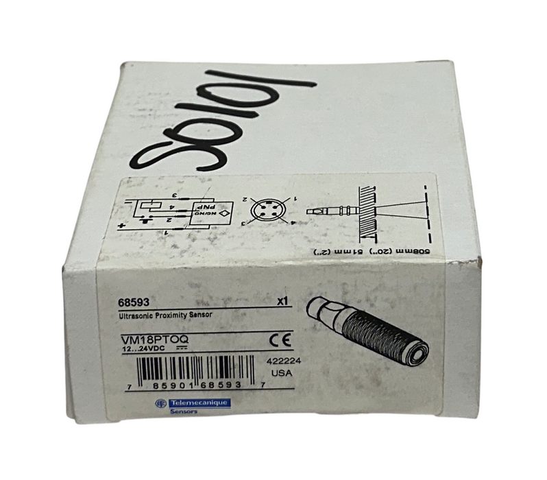 TELEMECANIQUE VM18PTOQ / 68593 ULTRASONIC PROXIMITY SENSOR 12-24VDC PNP NSMP