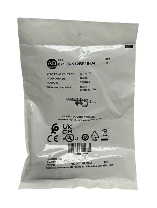 ALLEN BRADLEY 871TS-N12BP18-D4 /A INDUCTIVE PROXIMITY SENSOR 10-30VDC 12mm NSFS