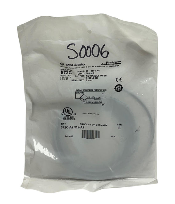 ALLEN BRADLEY 872C-A2N12-A2 /B INDUCTIVE PROXIMITY SENSOR 20-250VAC 2mm NSFS