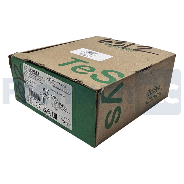 Schneider LC1D50AE7 TeSys D IEC Contactor 3 Pole 40HP@480V 50A, 48VAC Coil NSMP